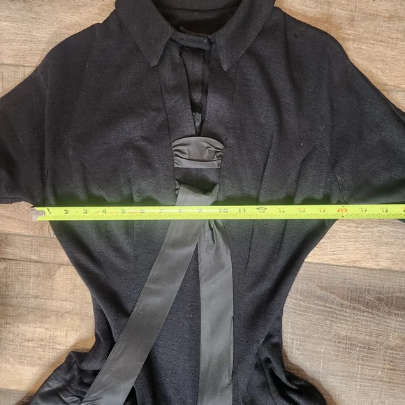 Vintage OOAK 1950s Black Dress with Flared Swing Skirt Handmade - Picture 6 of 8